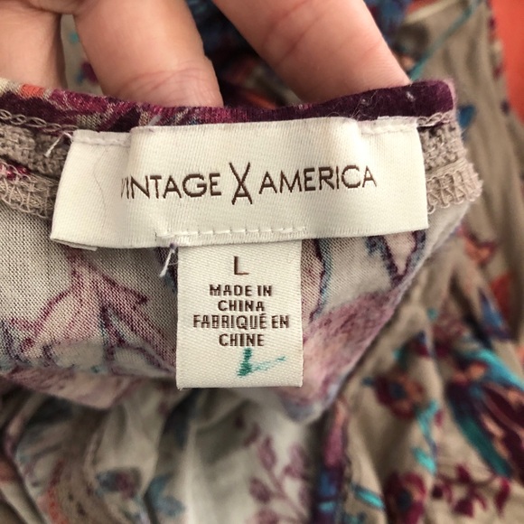 Vintage America Multicolor Floral Long Sleeve Top - Picture 4 of 5